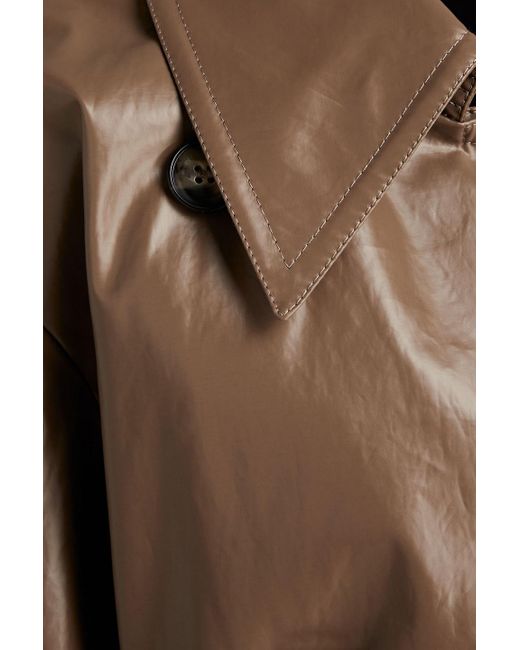 Nanushka Brown Beda Faux Leather Trench Coat