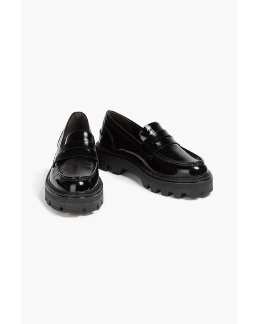 Rag & Bone Black Quinn Patent-Leather Platform Loafers