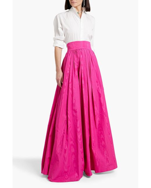 Carolina Herrera Pink Pleated Moire Maxi Skirt