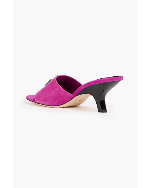Tory Burch Pink Eleanor Embellished Suede Sandals