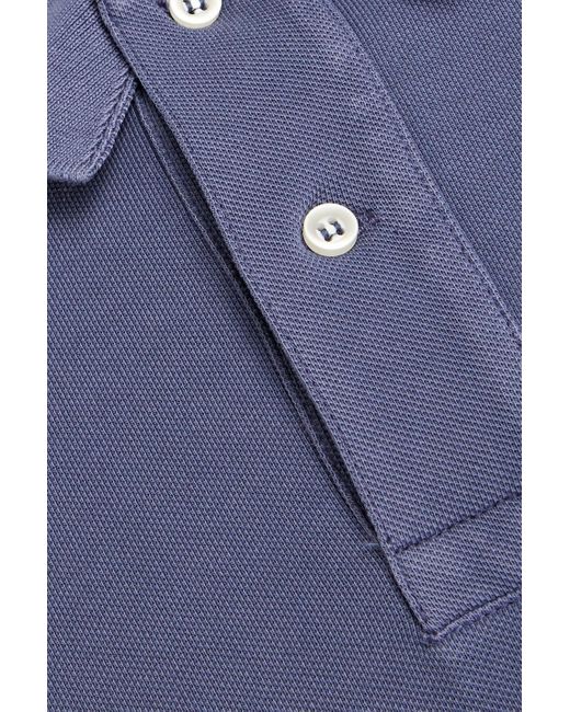 Officine Generale Blue Larry Cotton-Piqué Polo Shirt for men