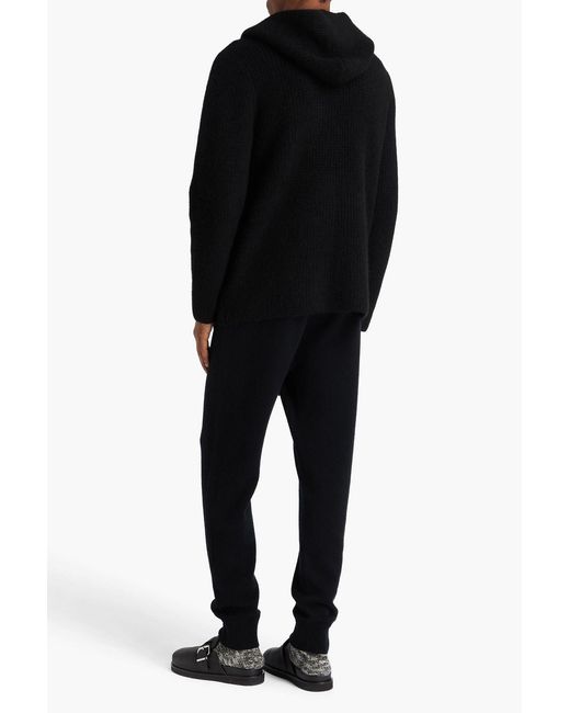James Perse Black Hunky Waffle-Knit Hooded Cardigan for men