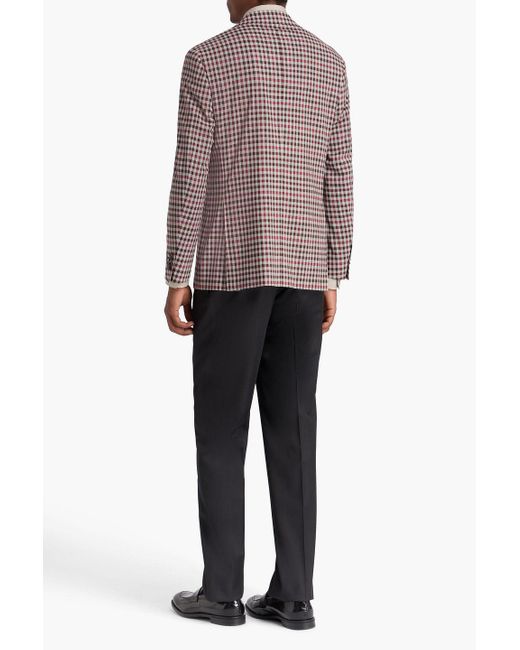 Canali Brown Gingham Wool Blazer for men