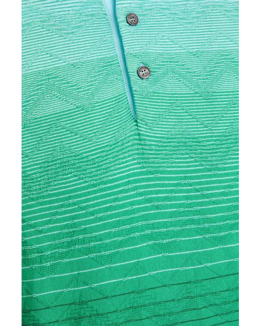 Missoni Green Dégradé Crochet-Knit Cotton Polo Shirt for men