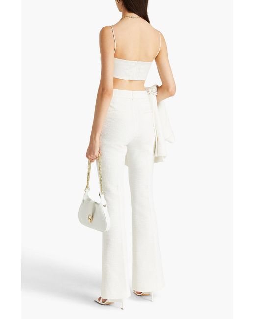 Rebecca Vallance White Claire Bouclé-tweed Flared Pants
