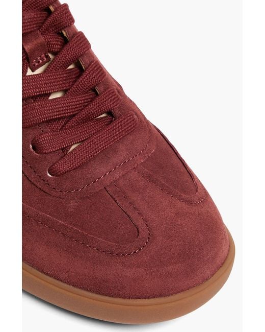 Vince Red Oasis Leather-Trimmed Suede Sneakers