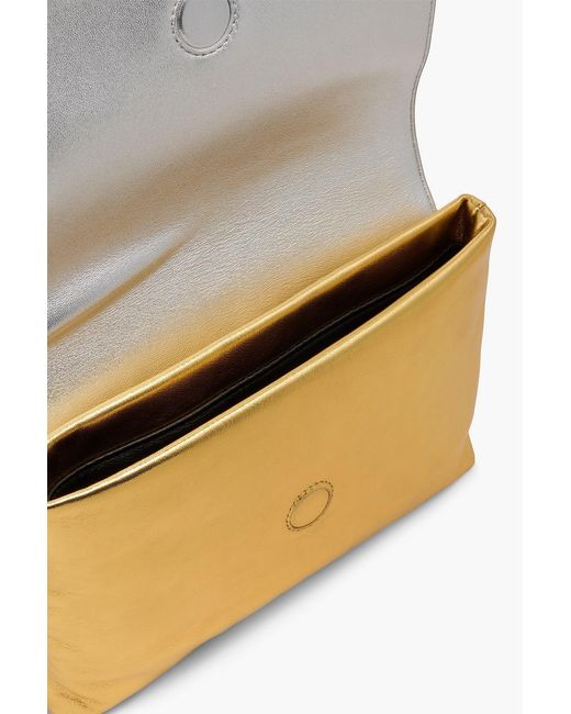 STUDIO AMELIA Gray Sheath Two-Tone Leather Envelope Clutch