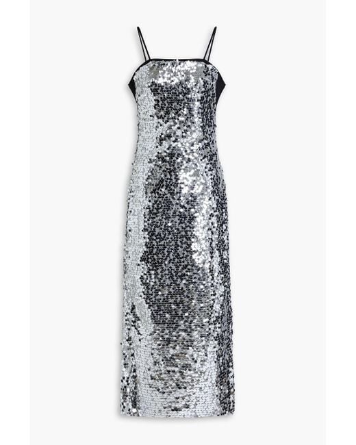 Maje White Sequined Tulle Midi Dress