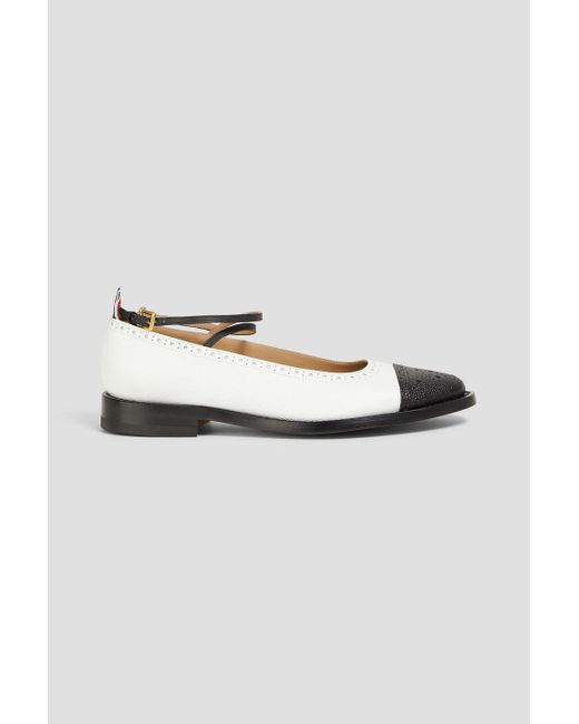 Thom Browne Metallic Two-tone Pebbled-leather Ballet Flats