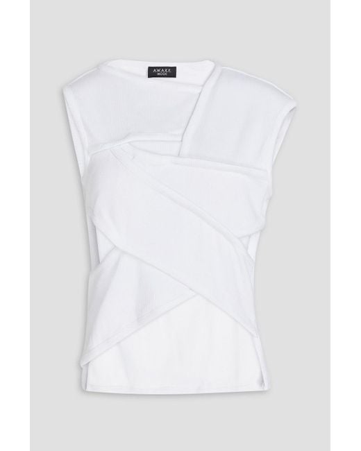 A.W.A.K.E. MODE White Cutout Ribbed Stretch-cotton Jersey Top