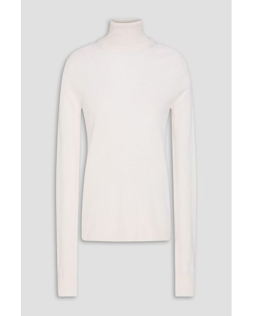 Totême  White Two-Tone Wool Turtleneck Sweater