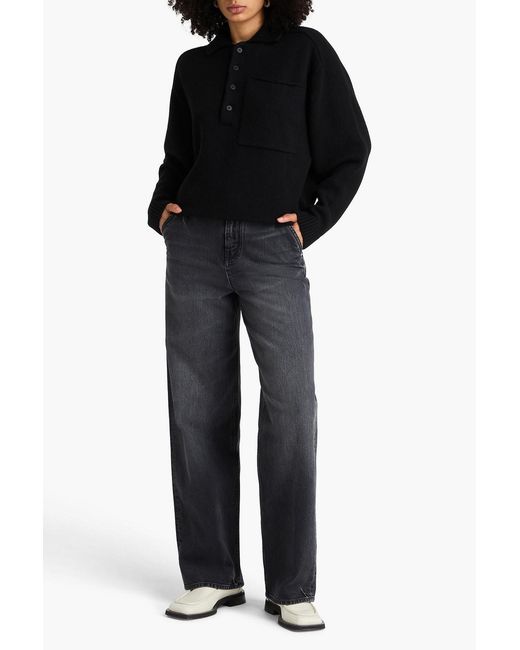 Citizens of Humanity Black Agatha Wool And Cashmere-blend Polo Sweater
