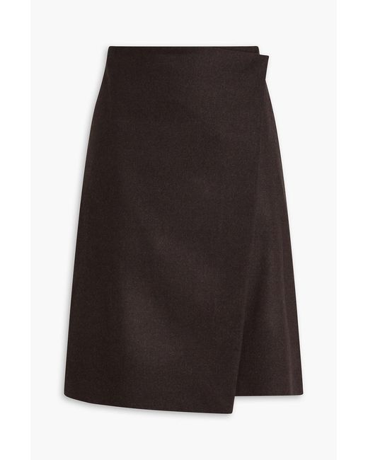 Loulou de Saison Black Jil Wool-Blend Felt Wrap Skirt