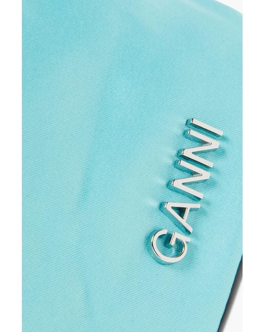 Ganni Blue Satin Bucket Bag