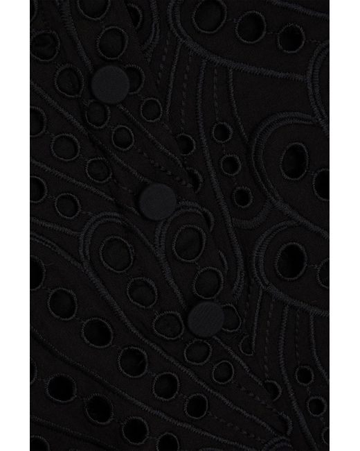 Charo Ruiz Black Gabrielle Embellished Broderie Anglaise Cotton-Blend Shorts