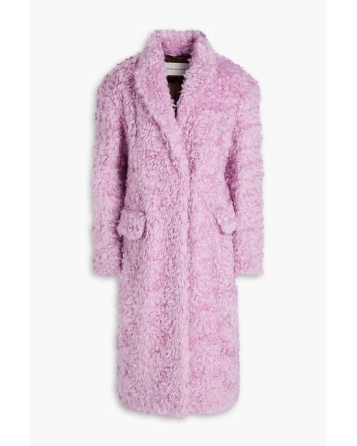 Dries Van Noten Pink Mohair And Cotton-Blend Coat