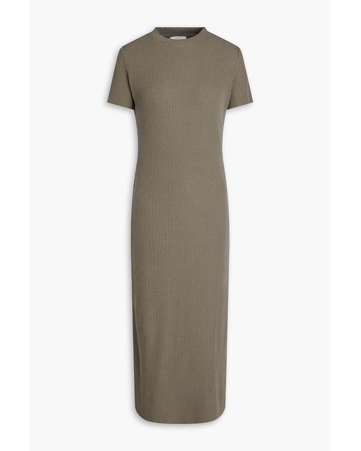 Vince Green Ribbed Jersey Midi Dress