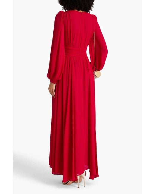 Zuhair Murad Red Pleated Georgette Gown