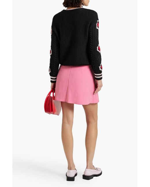 RED Valentino Pink Ruffled Crepe Mini Skirt