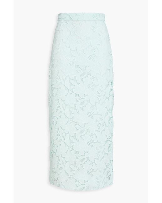 Zimmermann Blue Guipure Lace Midi Pencil Skirt