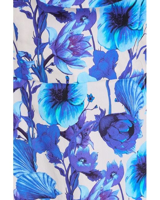 Borgo De Nor Blue Jazella Off-the-shoulder Ruffled Floral-print Cotton Maxi Dress