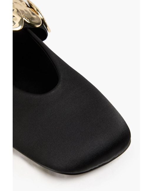 Stine Goya Black Sgreelo mary-jane-ballerinas aus satin mit verzierung