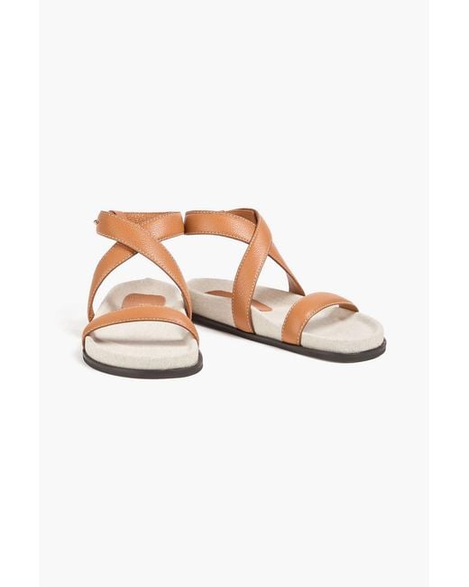Totême Brown Pebbled-Leather Sandals