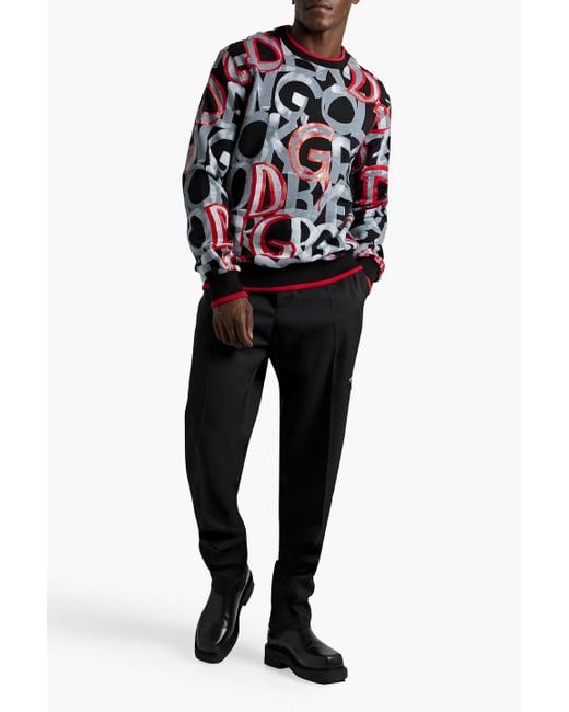 Dolce & Gabbana Gray Printed French Cotton-terry Sweatshirt for men