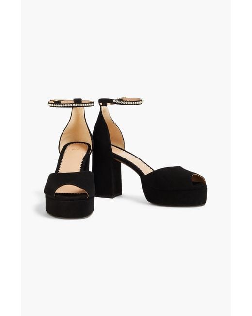 Maje Black Crystal-embellished Suede Platform Sandals