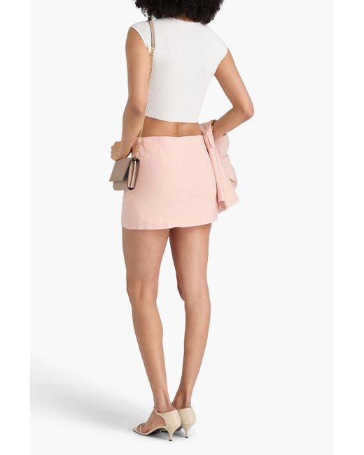 Veronica Beard Pink Alida Skirt-effect Linen-blend Shorts