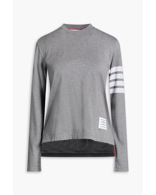 Thom Browne Gray Striped Cotton-Jersey Top