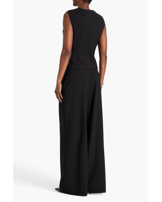Theory Black Pleated Wool-Blend Crepe Vest