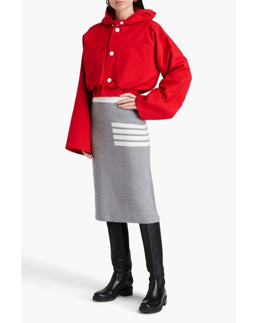 Thom Browne Gray Intarsia Wool-blend Midi Skirt