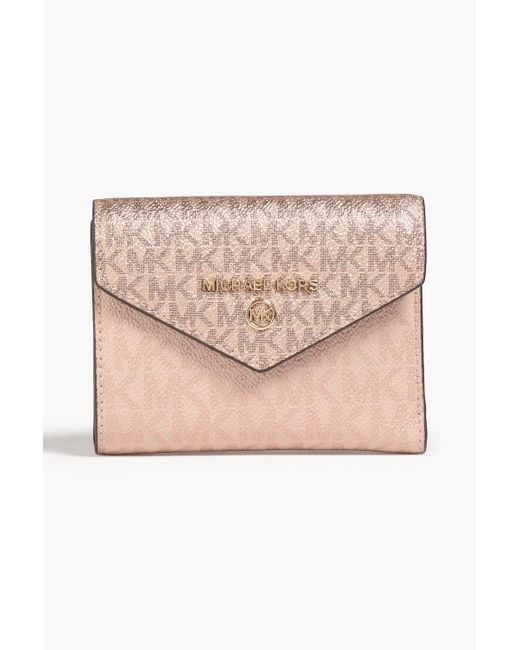 MICHAEL Michael Kors Pink Metallic Logo-print Faux Textured-leather Wallet