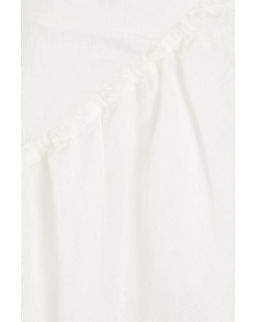 Sandro White Tiered Linen-blend Gauze Midi Skirt