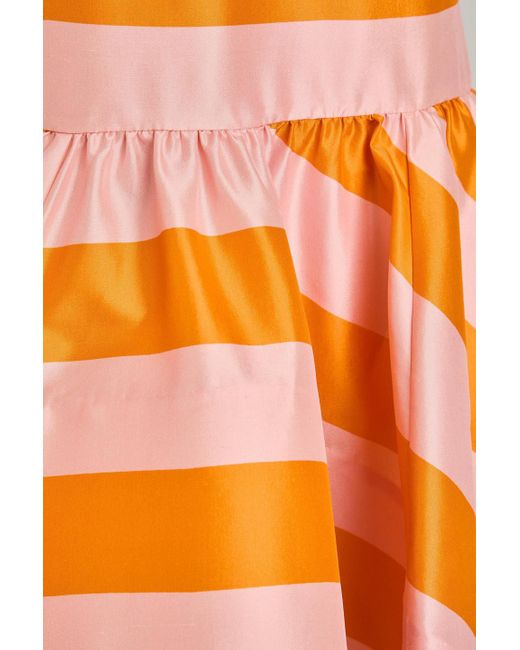 Zimmermann Orange Asymmetric Striped Silk-shantung Dress