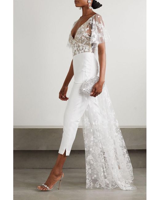 Rime Arodaky White Malak embroidered tulle and crepe jumpsuit