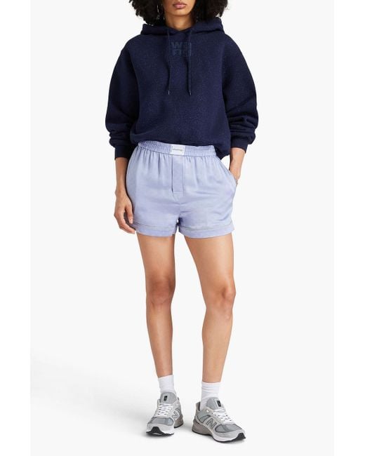 T By Alexander Wang Blue Silk-jacquard Shorts