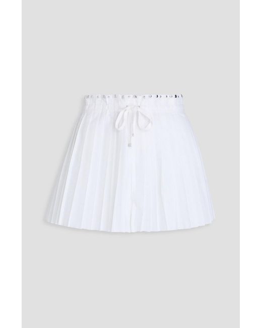 Rabanne White Shorts aus popeline aus einer baumwollmischung mit nieten und falten