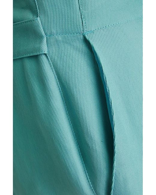 Emporio Armani Blue Cupro-blend Twill Straight-leg Pants