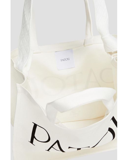 Patou White Cream Printed Canvas Tote