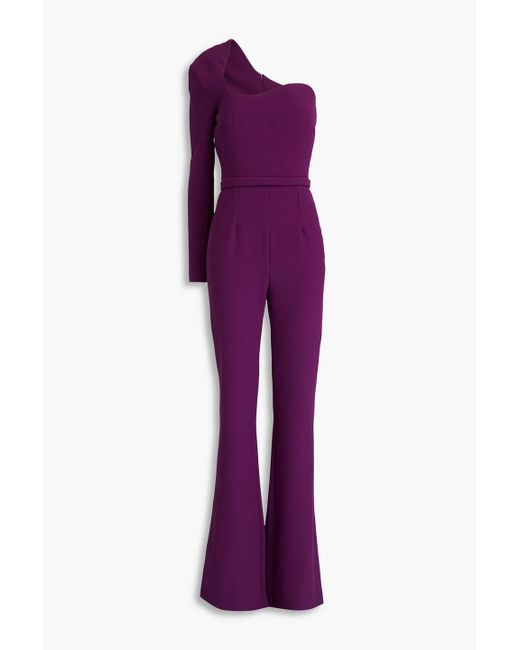 Safiyaa Purple Jonal One-sleeve Crepe Jumpsuit