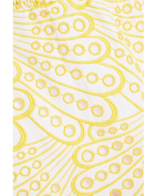 Charo Ruiz Yellow Mallorca Ruffled Broderie Anglaise Cotton-blend Mini Skirt