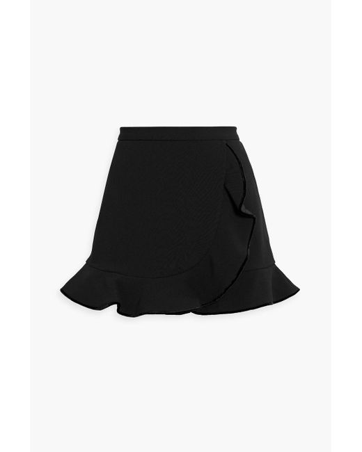 RED Valentino Black Skirt-effect Ruffled Crepe Shorts
