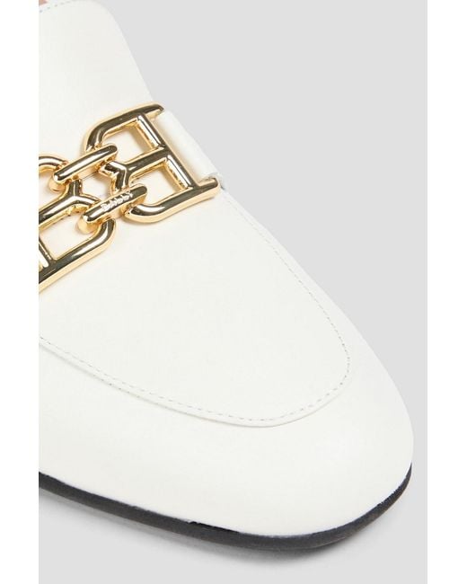 Bally White Bekla 50 Embellished Leather Collapsible-Heel Pumps
