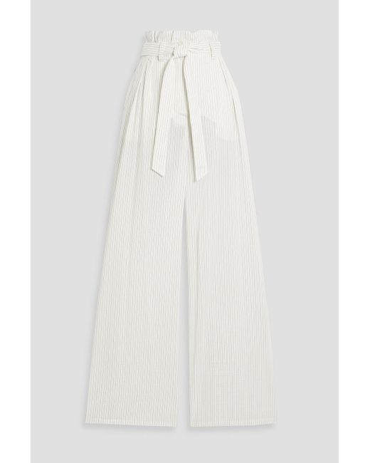 Max Mara Xero Pinstriped Cotton And Silk-Blend Wide-Leg