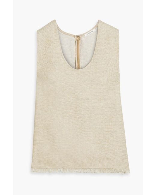 By Malene Birger Natural Debbia Frayed Linen-Blend Canvas Top