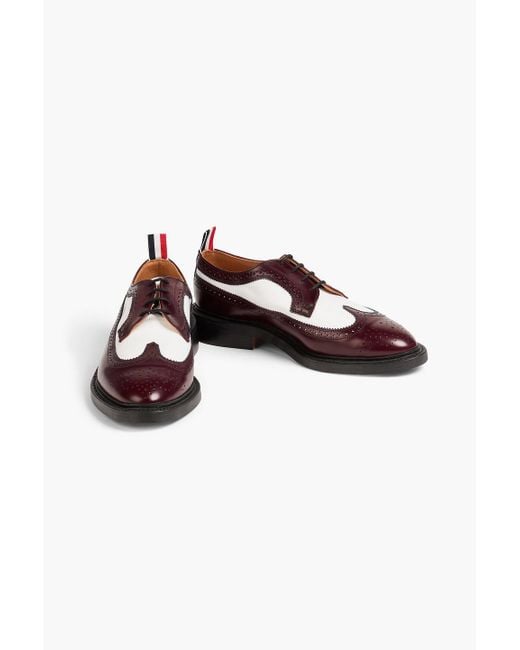 Thom Browne Red Two-Tone Leather Brogues for men