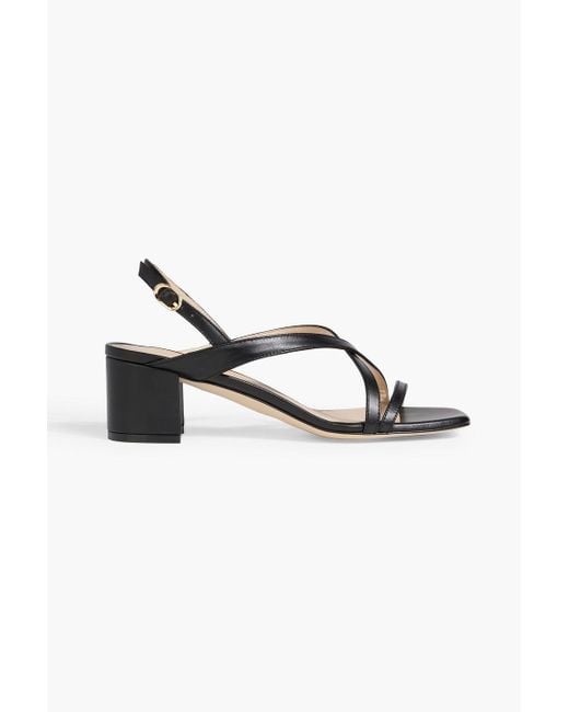 Stuart Weitzman Black Oasis 50 Leather Slingback Sandals