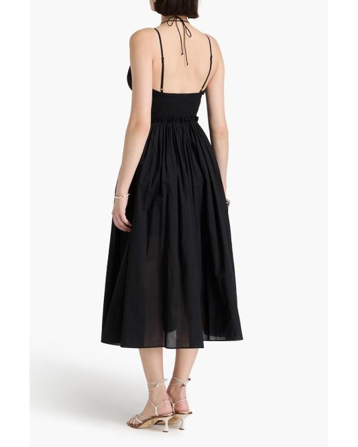 Maje Black Embellished Cotton Midi Dress